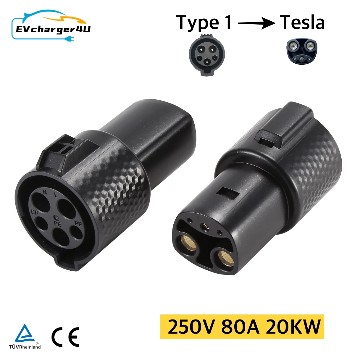 Ev Charger Adapter - EVcharger4U SAE J1772 Type 1 Femelle